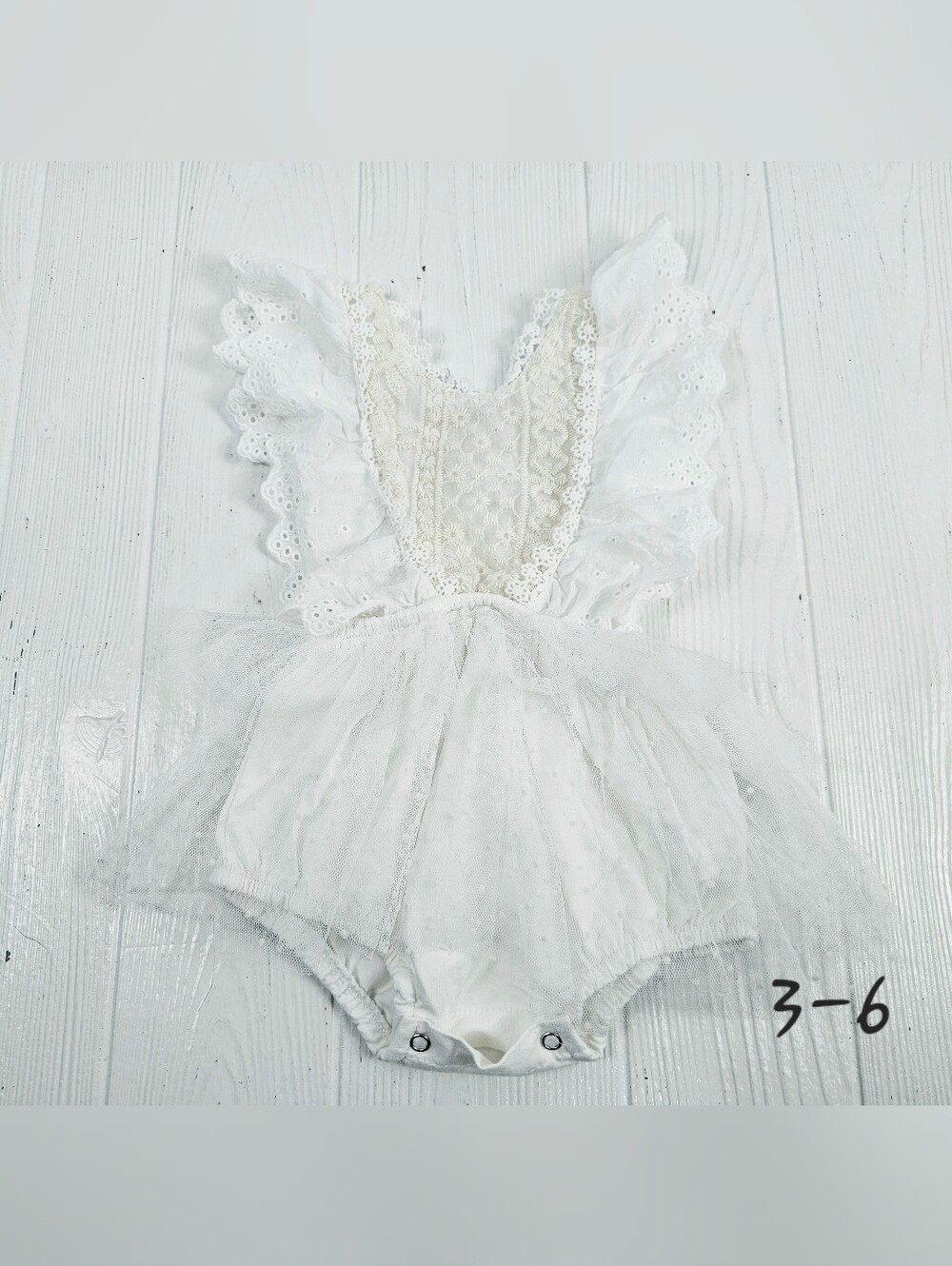 Ethic Cali Baby Girl Ivory Lace & Tulle Tutu Romper